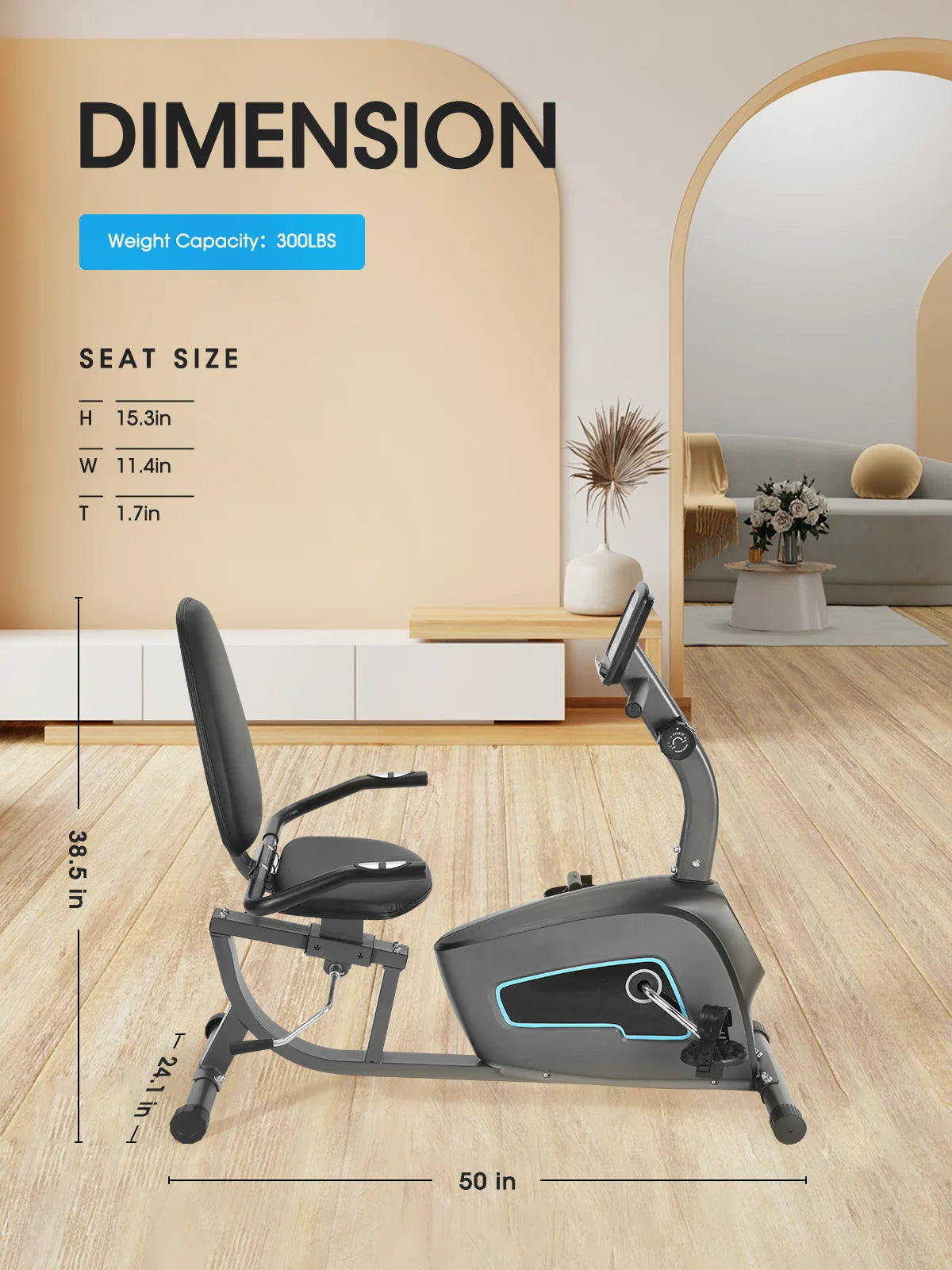 Exercise Bike Recumbent Indoor Stationary Exercise Bike for Home Use with Pluse Monitor/Tablet Holder
