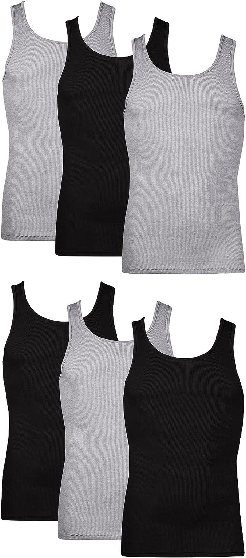Men's Moisture-Wicking Cotton Tank Undershirts - 6 Pack for Ultimate Comfort